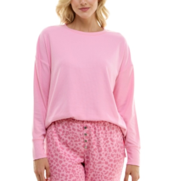 NWT Roudelain Women's  Waffle-Knit Jogger Pajamas TOP - Cameo Pink - Picture 2 of 4